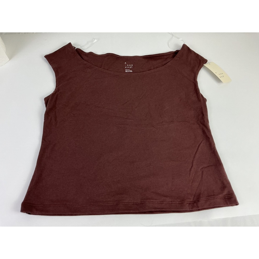 A New Day Women's Brown‎ Sleeveless Top Blouse Casual Basic Tank Medium